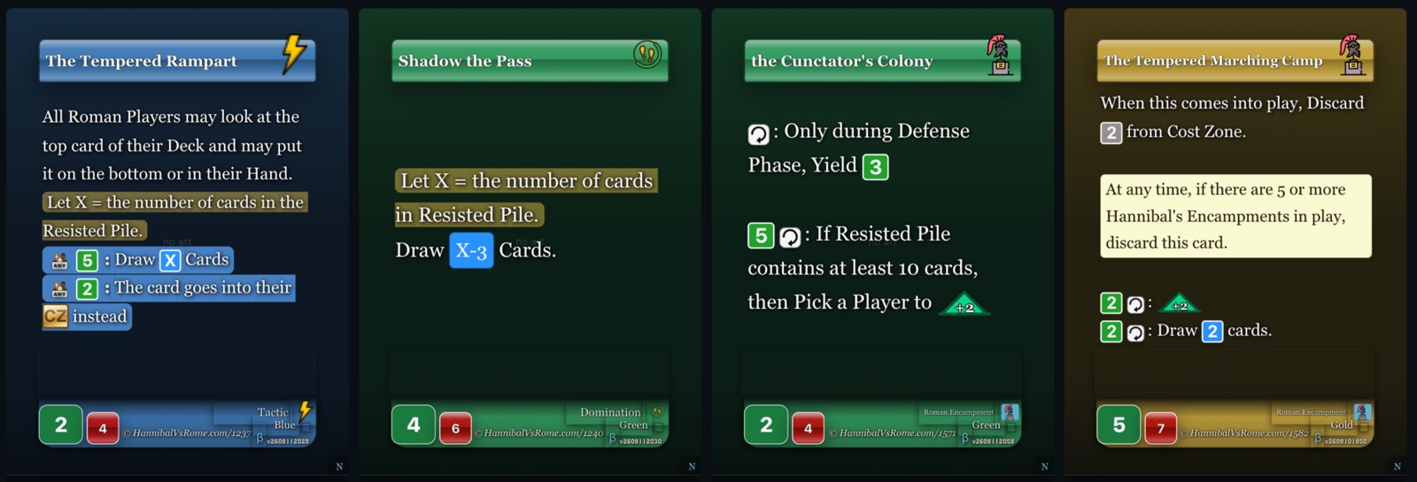 Cards from the Rome side